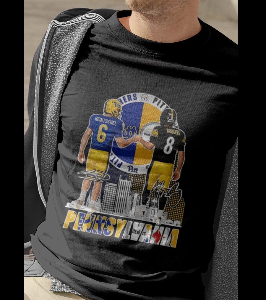 Pitt Panthers Heintschel And Pittsburgh Steelers Rodgers Pennsylvania Football Team Collaboration T-Shirt