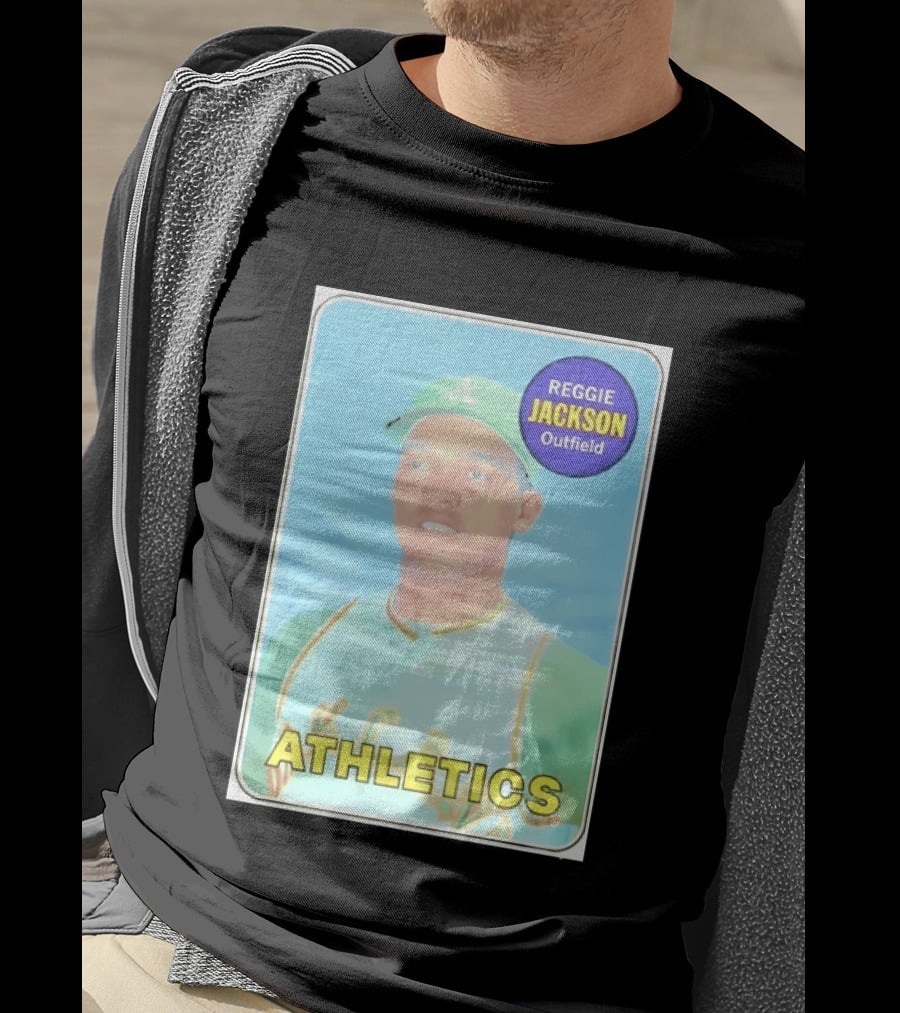 Reggie Jackson Athletics Outfield Baseball Card Oakland A's Player T-Shirt