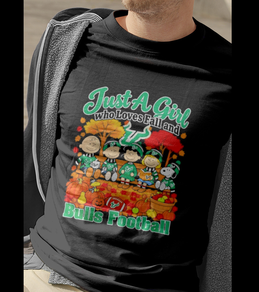 South Florida Bulls Charlie Brown Snoopy Just A Girl Who Loves Fall Football T-Shirt