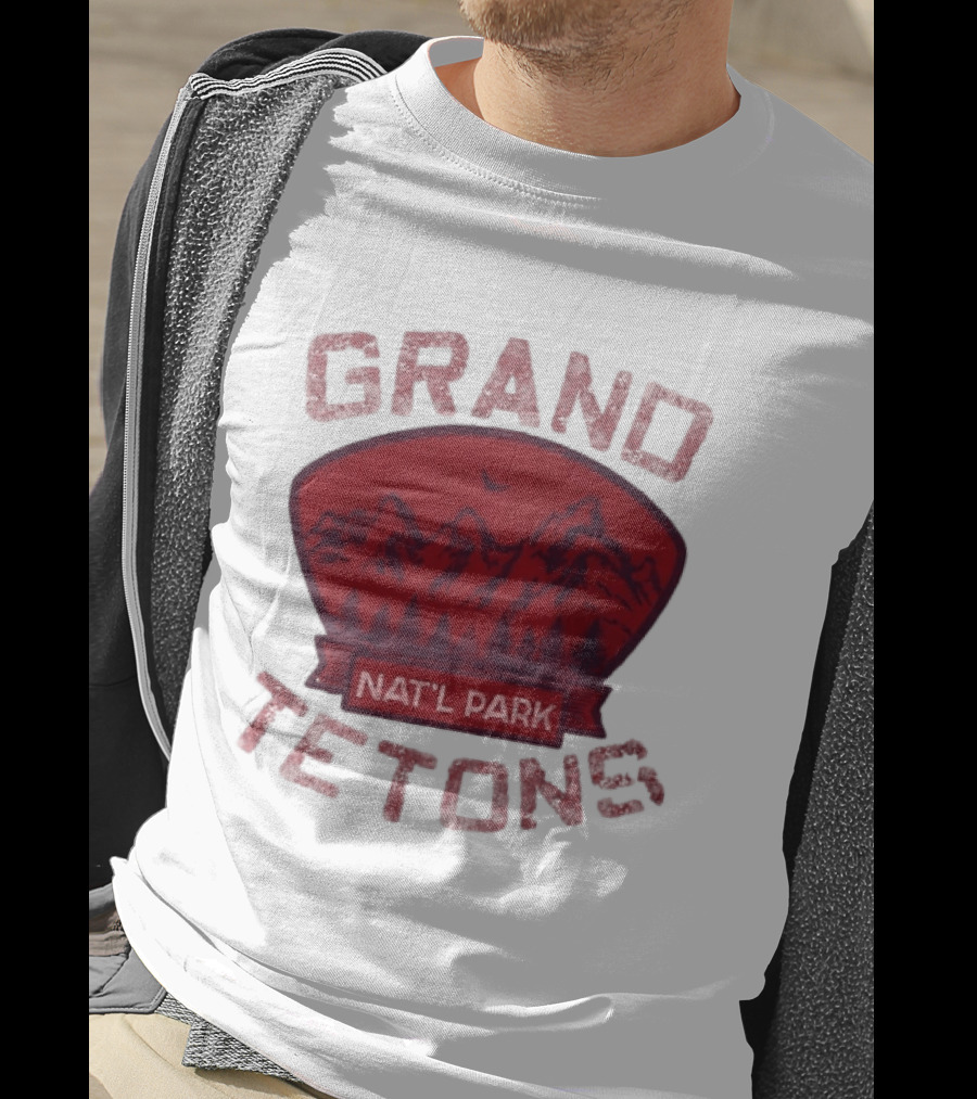 Grand Tetons Nat'l Park Distressed Mountain Landscape T-Shirt