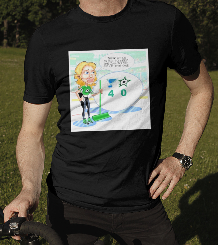 St Louis Blues Vs Dallas Stars Hockey 4 0 Cartoon With Humor And Zamboni Joke T-Shirt