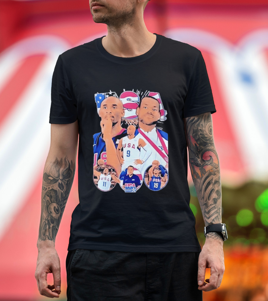 Kobe Bryant LeBron James USA Basketball Legends Iconic Team USA Moments T-Shirt