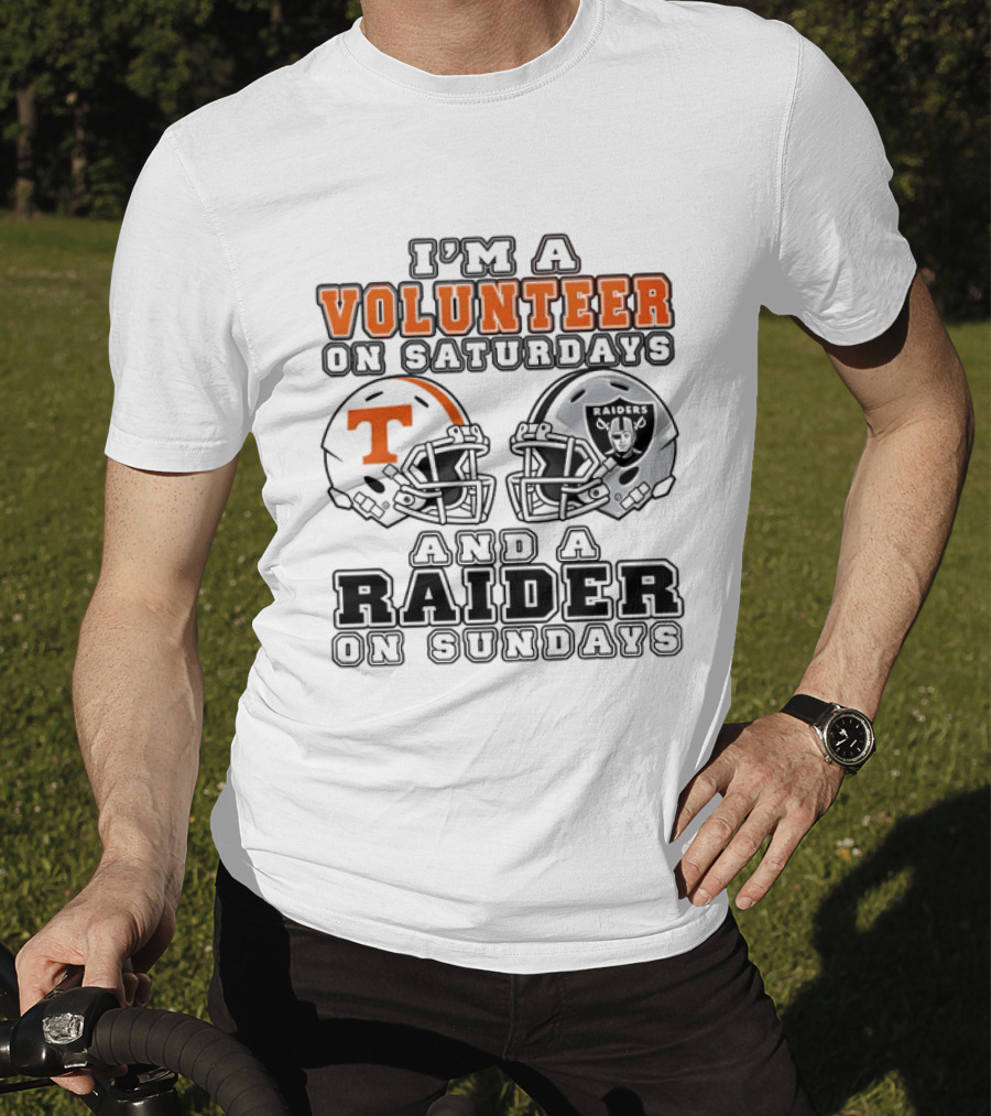 I'm A Volunteer On Saturdays And A Raider On Sundays Tennessee Las Vegas 2026 T-Shirt