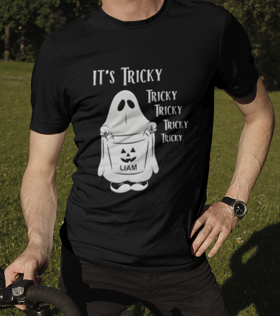 It's Tricky Ghost Holding Jack O Lantern Bucket Halloween T-Shirt
