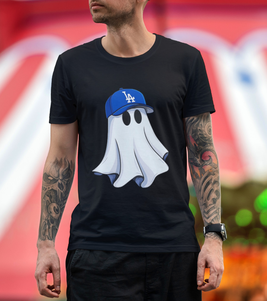 Los Angeles Dodgers Ghost In Blue LA Cap T-Shirt