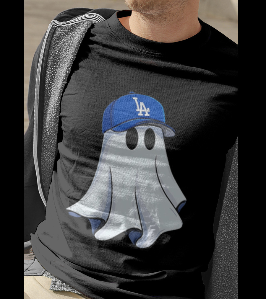 Los Angeles Dodgers Ghost In Blue LA Cap T-Shirt