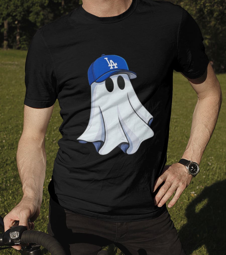 Los Angeles Dodgers Ghost In Blue LA Cap T-Shirt
