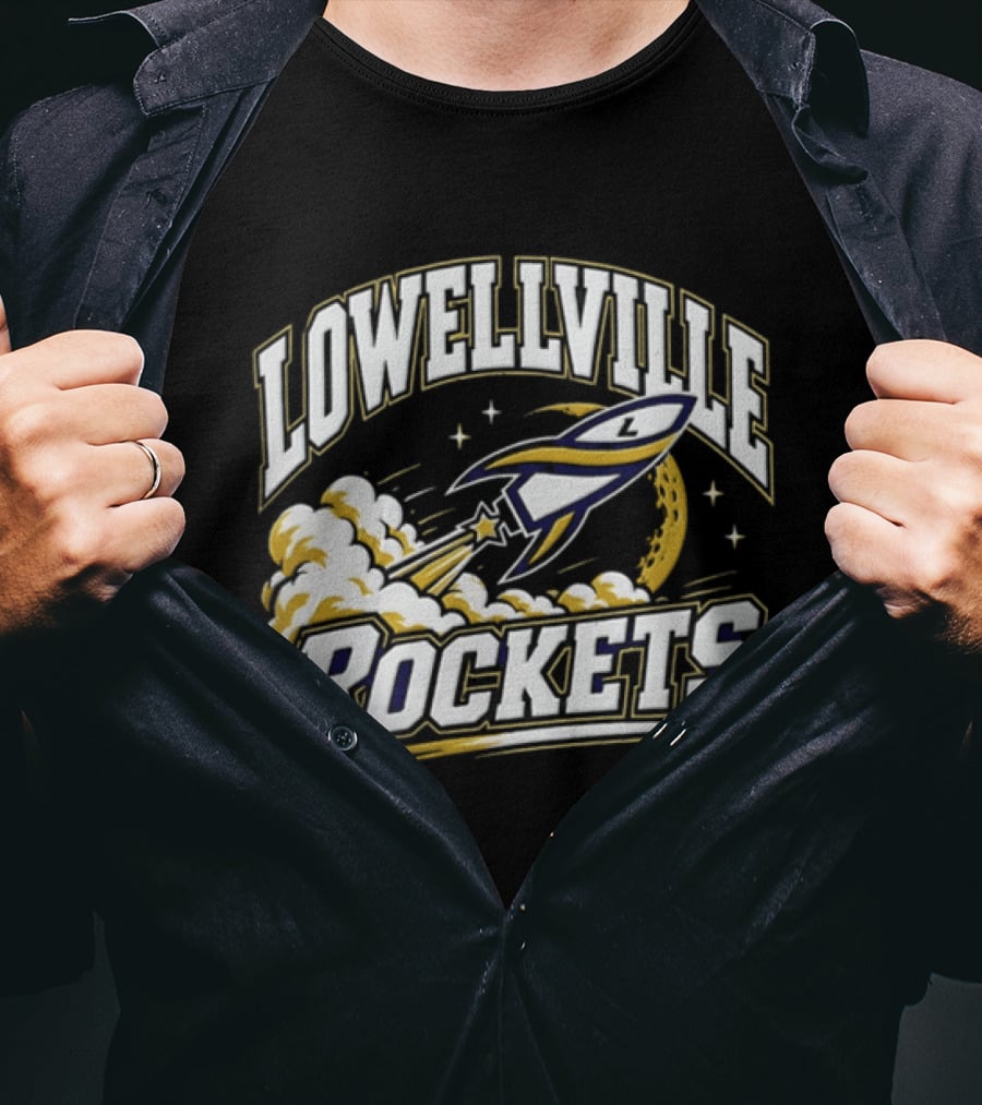 Lowellville Rockets Rocket Ship Launching NCAA Team Spirit T-Shirt