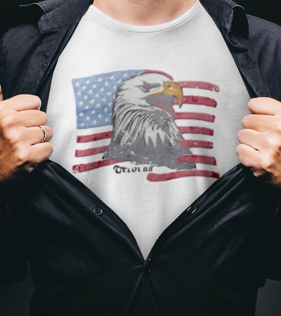 Vecovas Bald Eagle Head Over American Flag T-Shirt