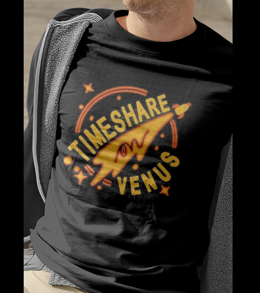 Timeshare On Venus Retro Space Rocket T-Shirt