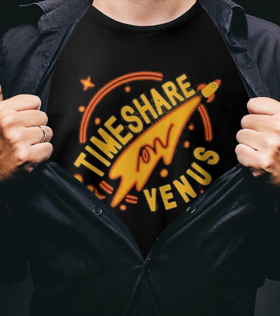 Timeshare On Venus Retro Space Rocket T-Shirt