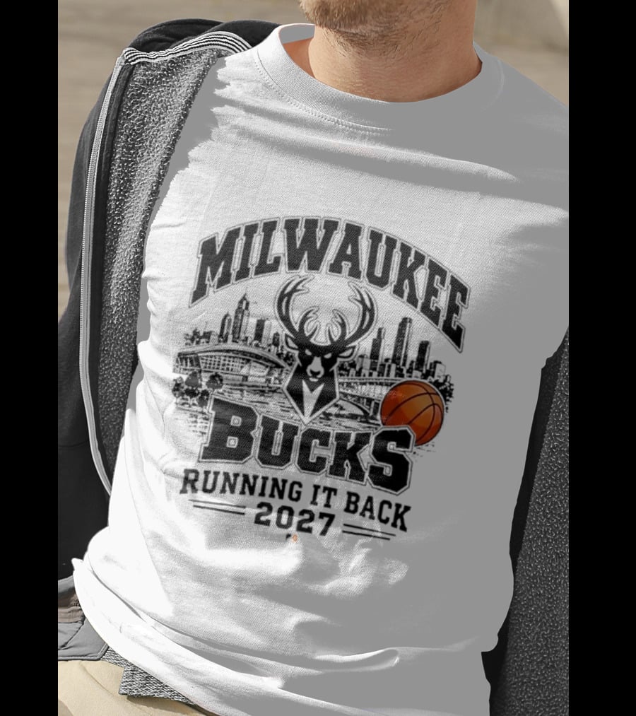 Milwaukee Bucks Running It Back 2027 Basketball Skyline T-Shirt