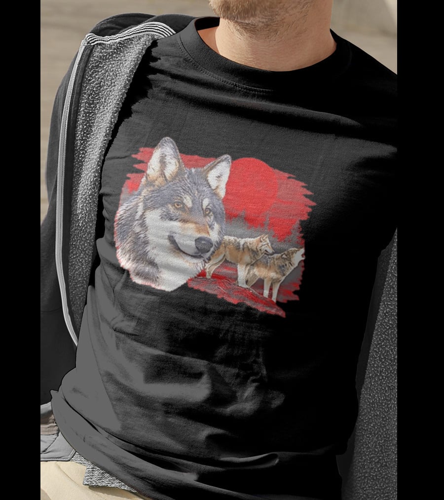 Wolf Pack Under A Moon Wolves Wildlife T-Shirt
