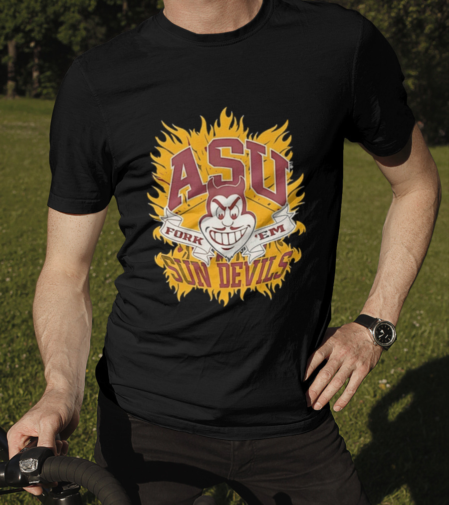 ASU Sun Devils Fork 'Em Arizona State University Fiery T-Shirt