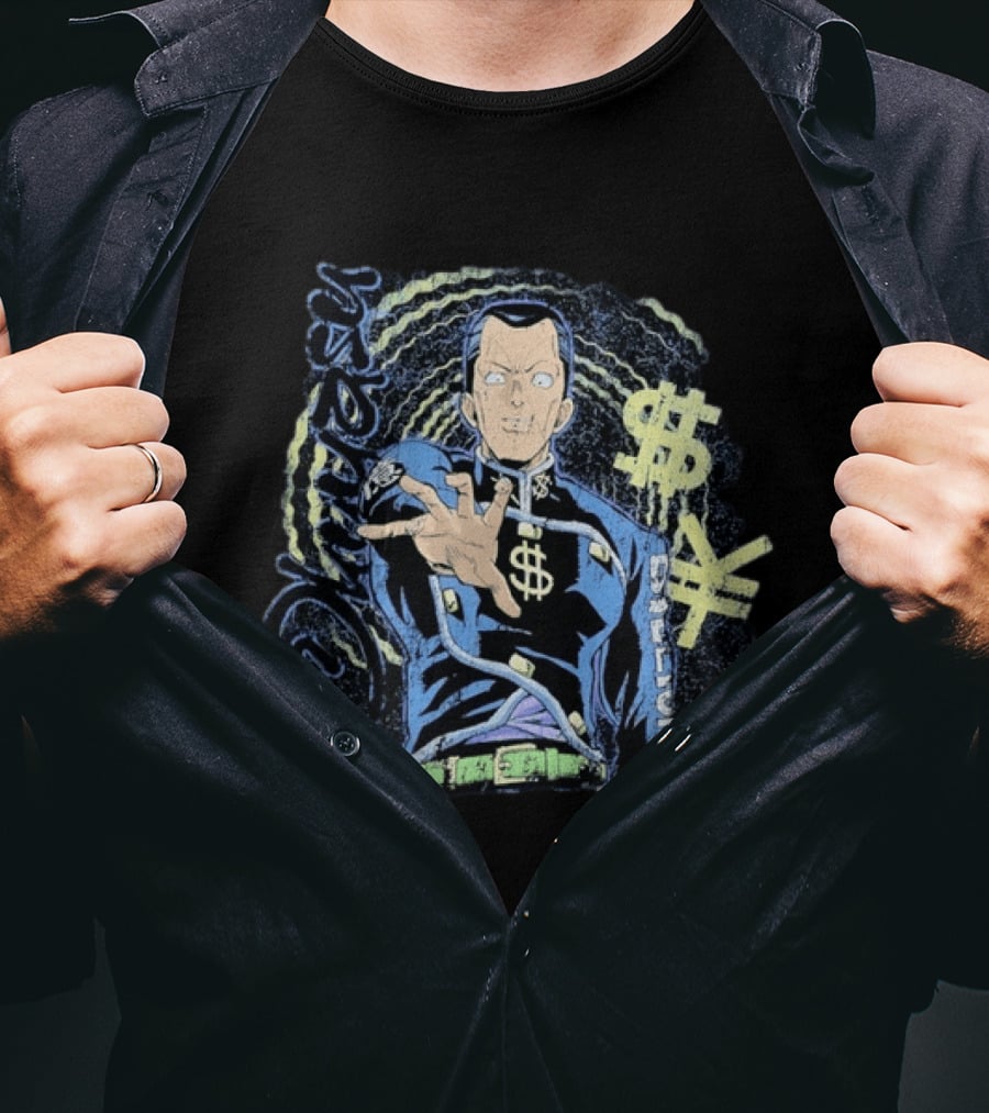Okuyasu Nijimura JoJo's Bizarre Adventure Dollar Yen Symbols Vortex Spiral T-Shirt