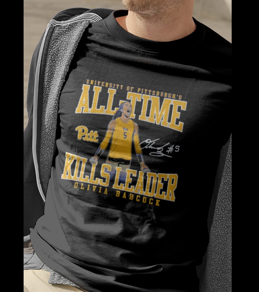 University Of Pittsburgh All Time Kills Leader Olivia Babcock Number 5 T-Shirt