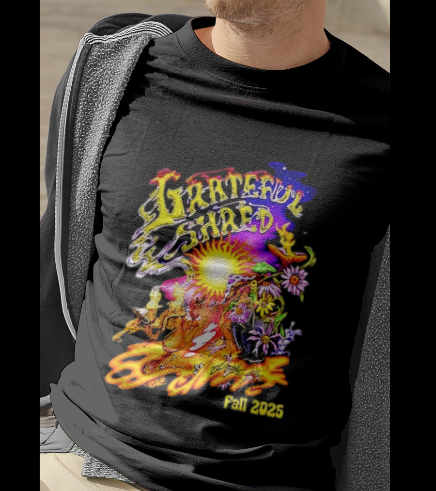 Grateful Shred Fall 2025 Psychedelic Sunburst Jam Band Vibrant Festival T-Shirt
