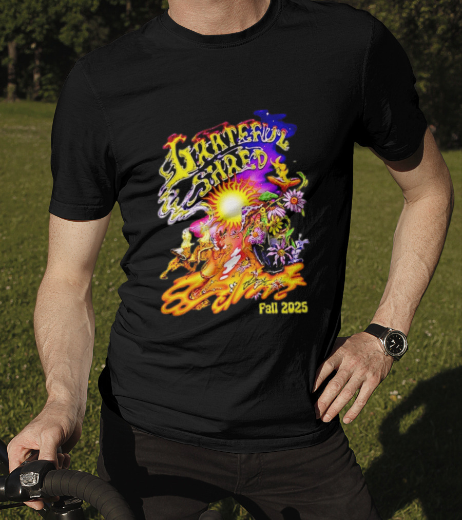 Grateful Shred Fall 2025 Psychedelic Sunburst Jam Band Vibrant Festival T-Shirt