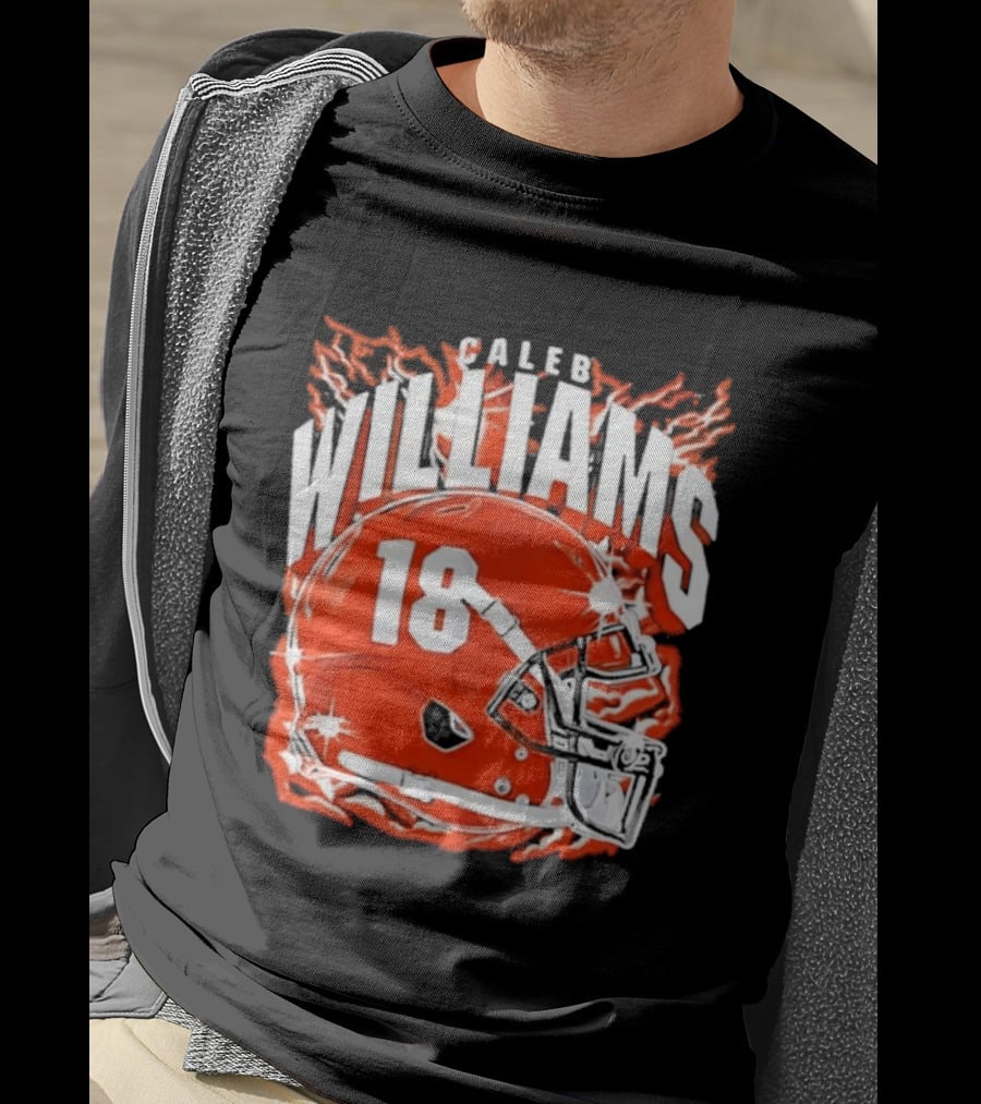 Caleb Williams 18 Lightning Helmet T-Shirt