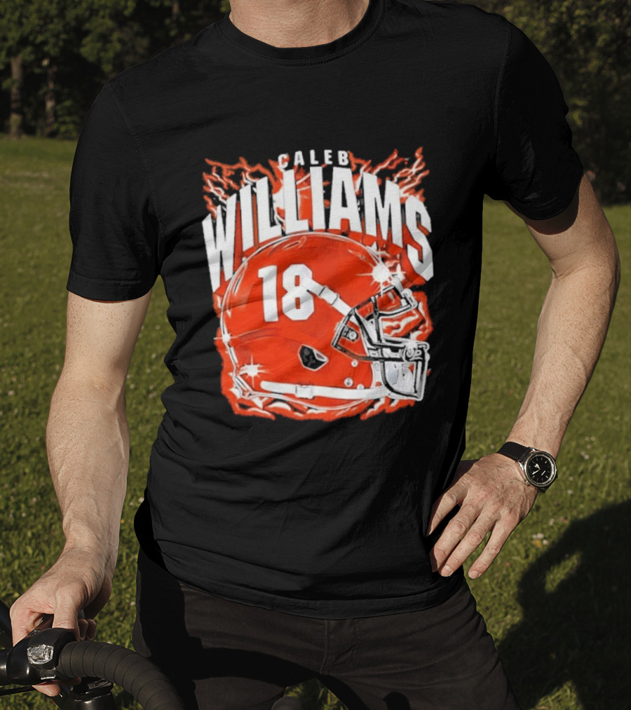 Caleb Williams 18 Lightning Helmet T-Shirt