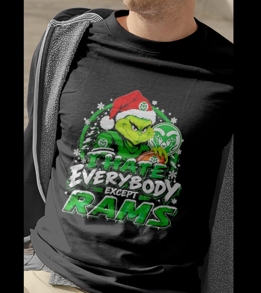 I Hate Everybody Except Rams Grinch Colorado State Rams Christmas T-Shirt