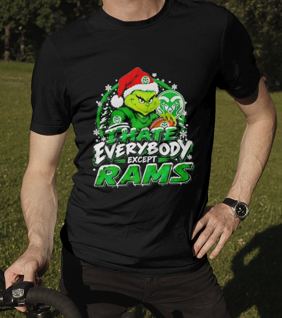 I Hate Everybody Except Rams Grinch Colorado State Rams Christmas T-Shirt