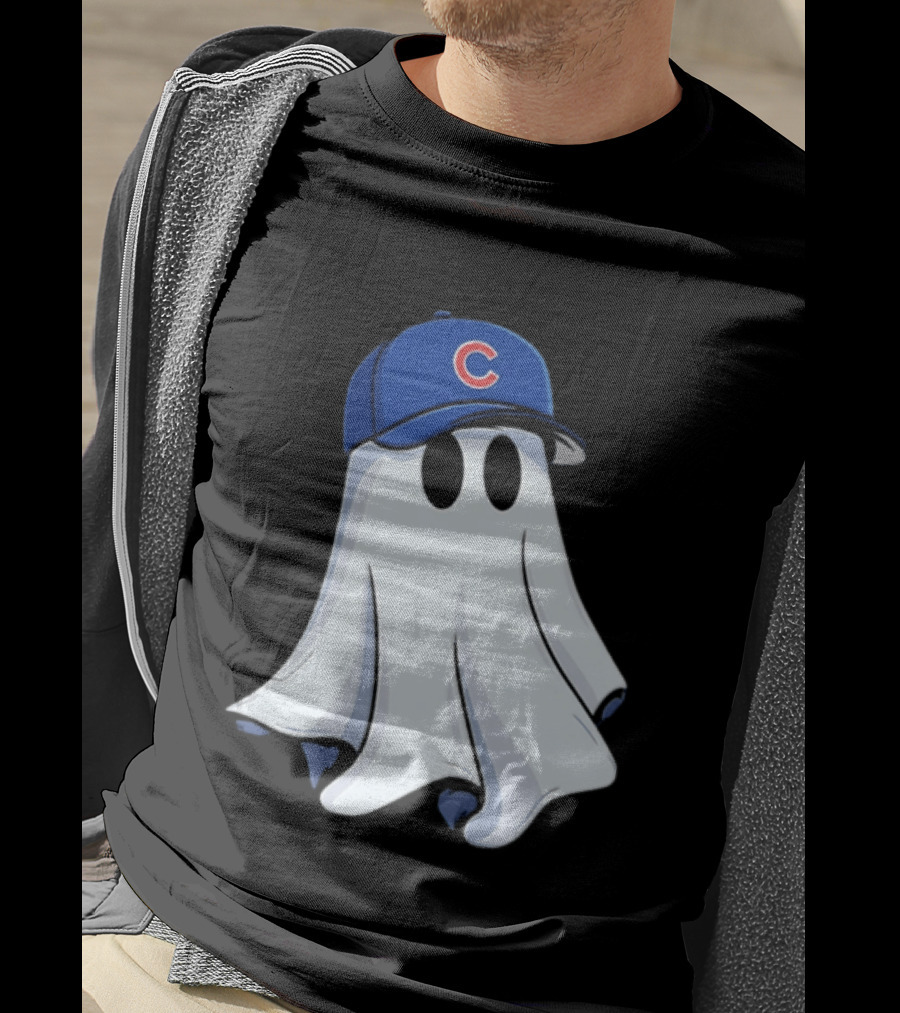 Chicago Cubs Ghost Cartoon Blue Baseball Cap T-Shirt