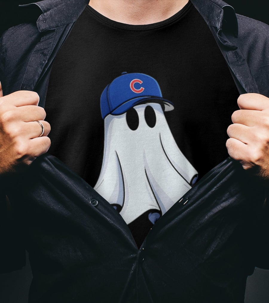 Chicago Cubs Ghost Cartoon Blue Baseball Cap T-Shirt