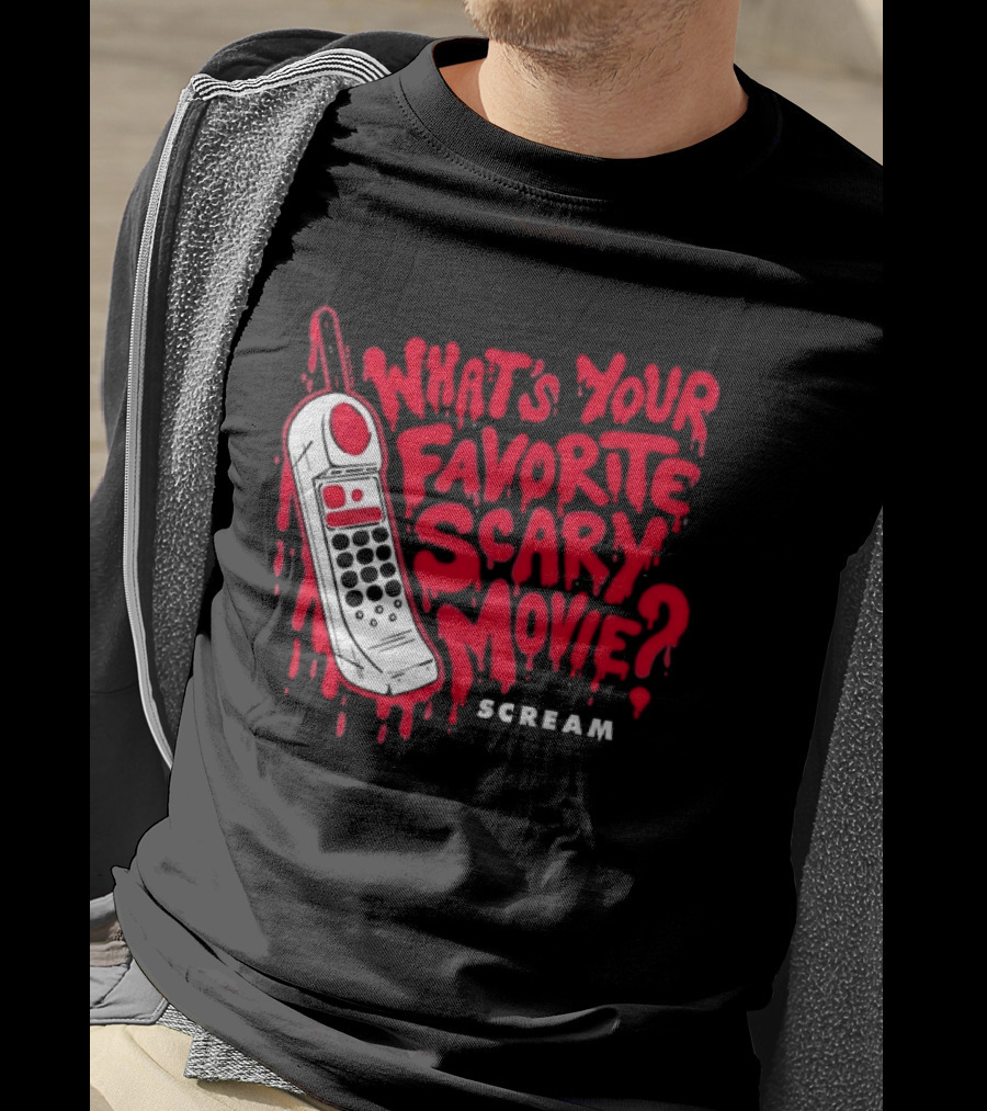 Scream What's Your Favorite Scary Movie Telephone Blood Red T-Shirt