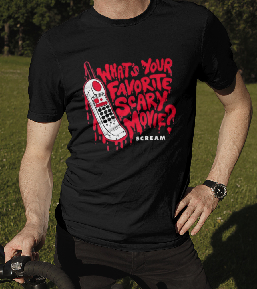 Scream What's Your Favorite Scary Movie Telephone Blood Red T-Shirt