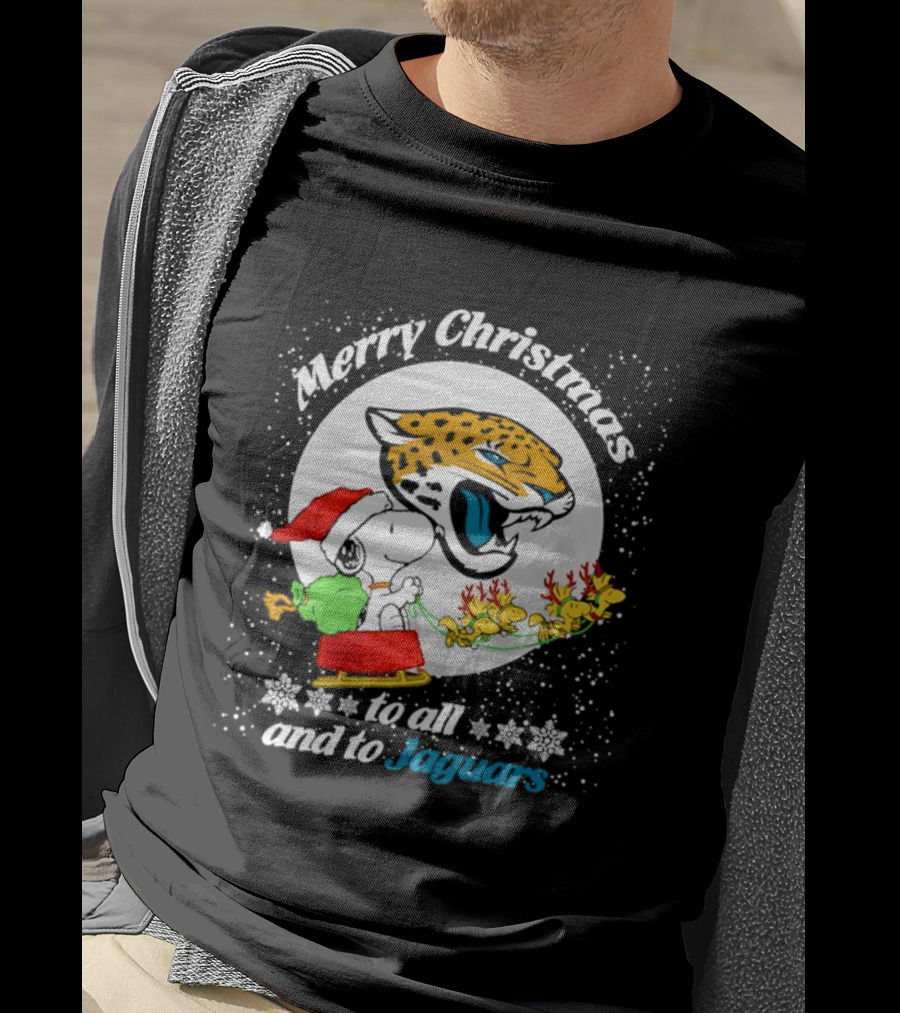 Merry Christmas Snoopy To All And To Jaguars T-Shirt