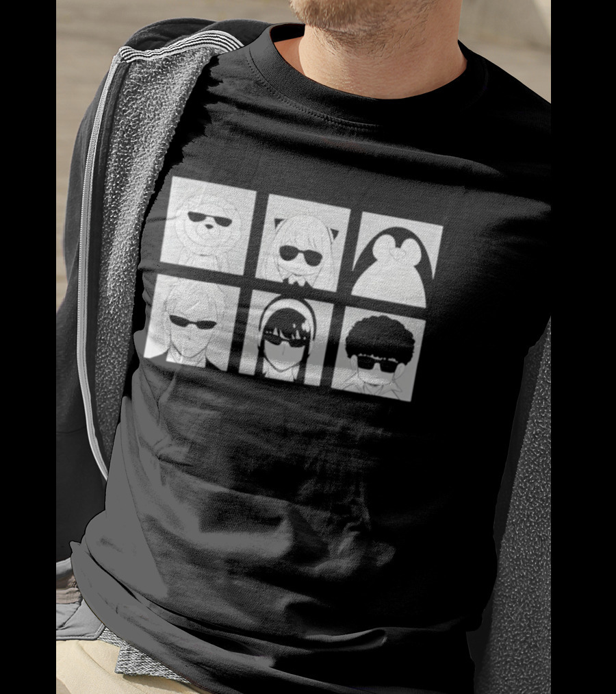 Spy X Family Characters In Sunglasses Box Grid T-Shirt