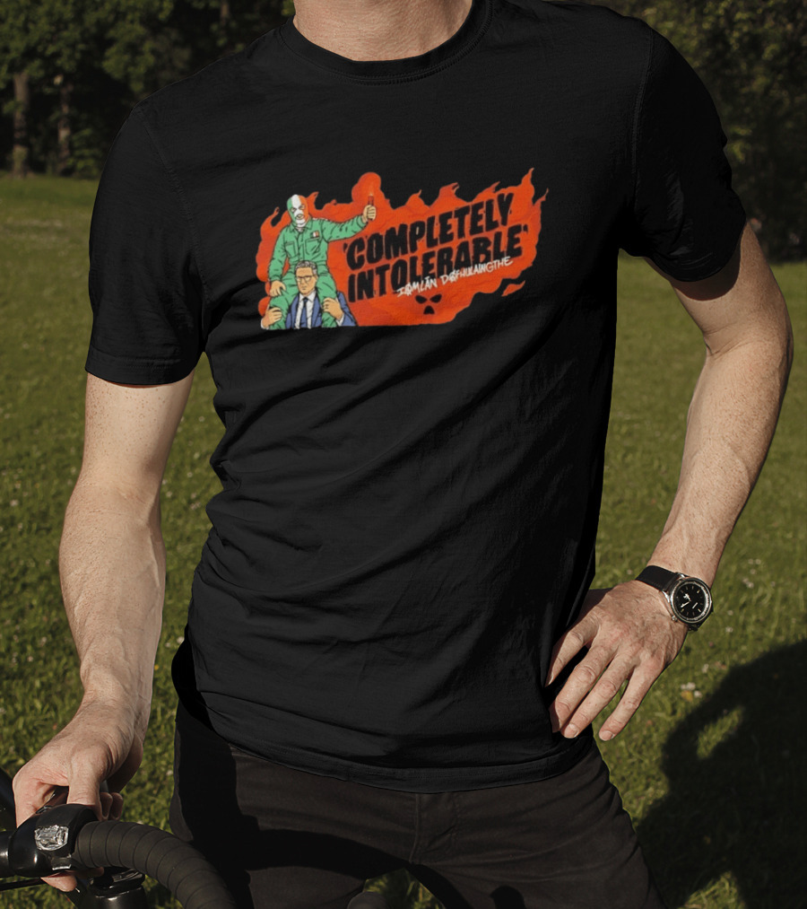 Completely Intolerable Iømlán Døfhulaingthe Flame Background Masked Man Suit And Tie T-Shirt
