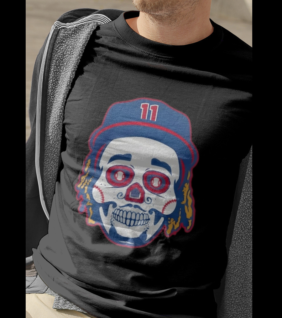 José Ramírez 11 Cleveland Guardians Sugar Skull Baseball Player T-Shirt