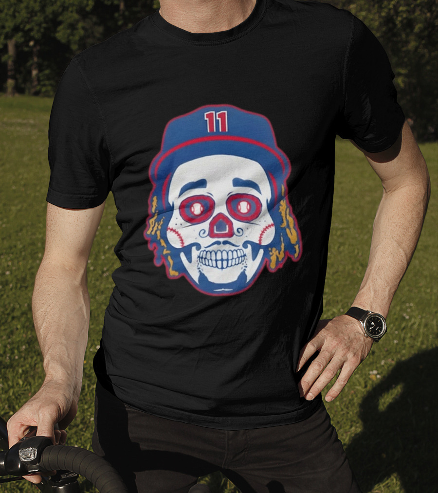 José Ramírez 11 Cleveland Guardians Sugar Skull Baseball Player T-Shirt