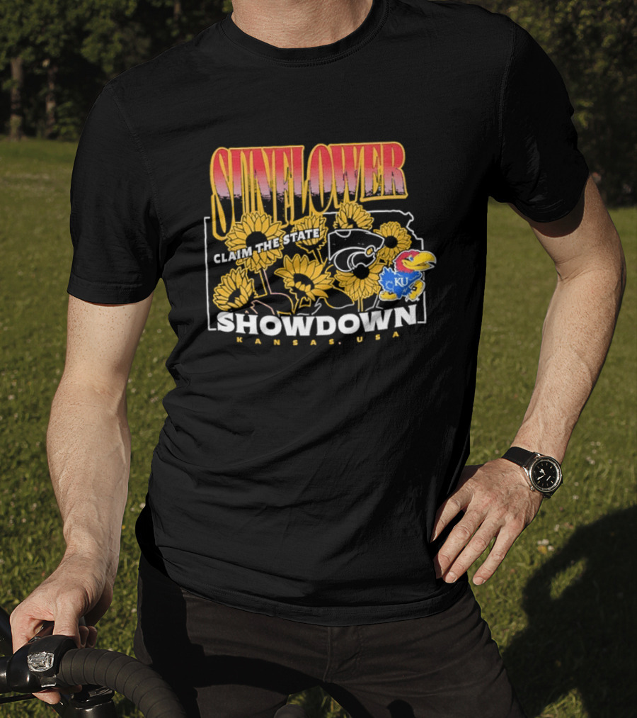 Sunflower Showdown Kansas USA Claim The State KU Kansas University T-Shirt