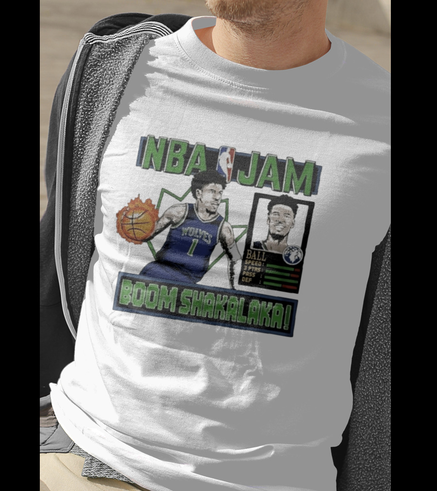 NBA Jam Minnesota Timberwolves Wolves Ball Boom Shakalaka T-Shirt