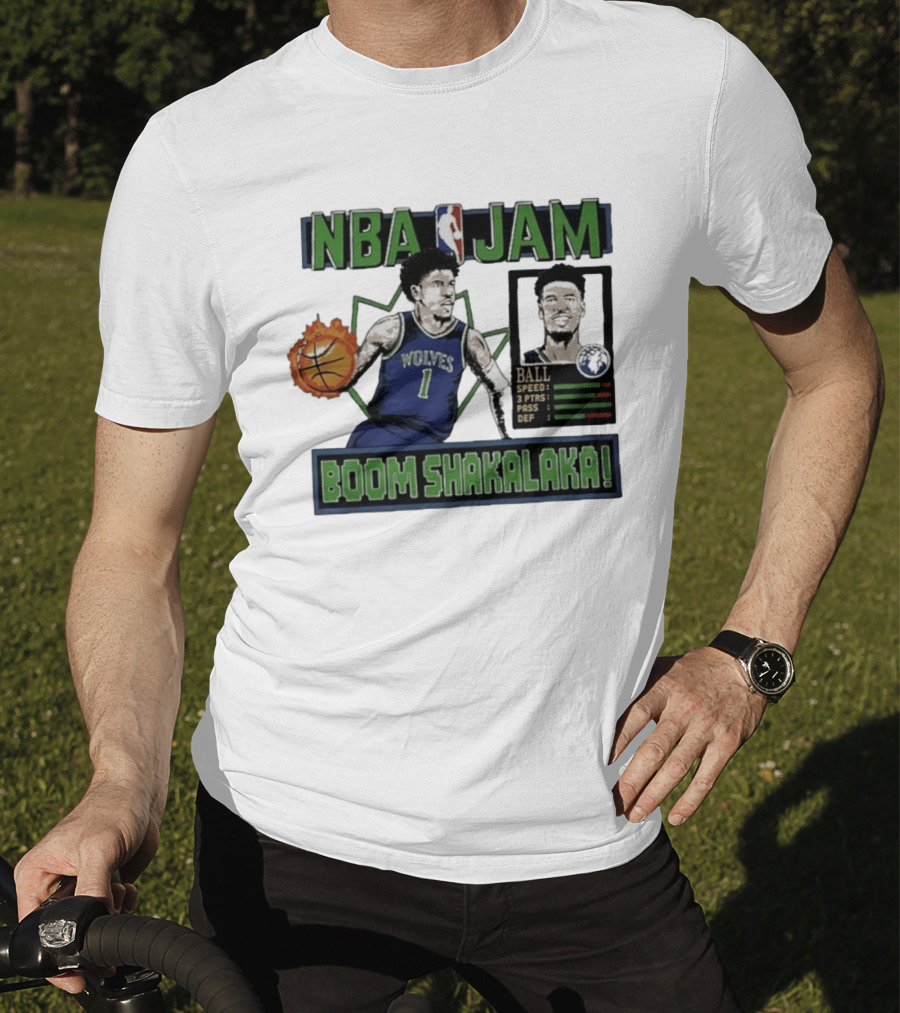 NBA Jam Minnesota Timberwolves Wolves Ball Boom Shakalaka T-Shirt