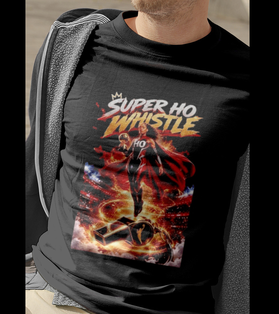Super Ho Whistle WNBA Basketball Comic Style Heroine T-Shirt