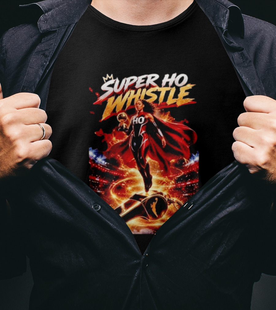 Super Ho Whistle WNBA Basketball Comic Style Heroine T-Shirt