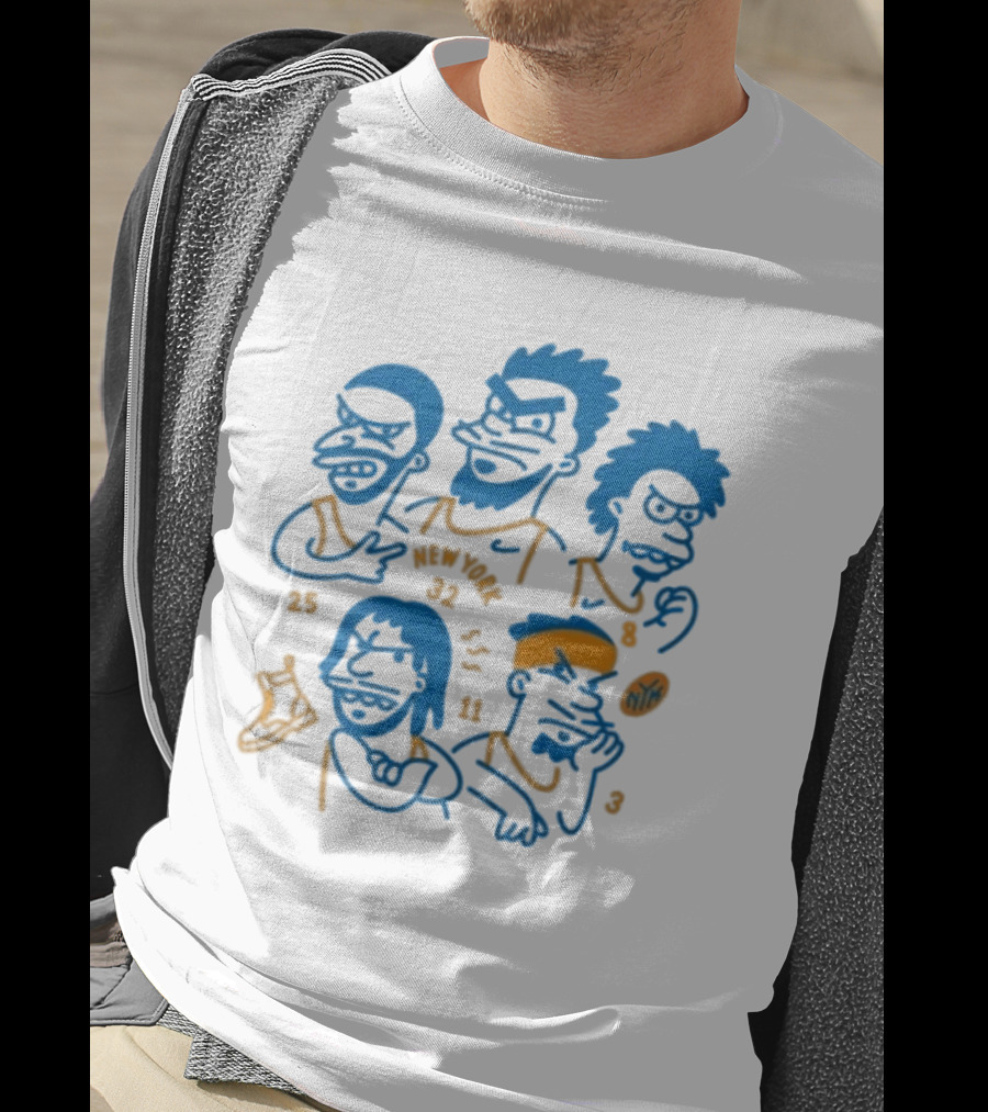 New York Knicks Cartoon 25 30 23 11 NBA Basketball Players T-Shirt