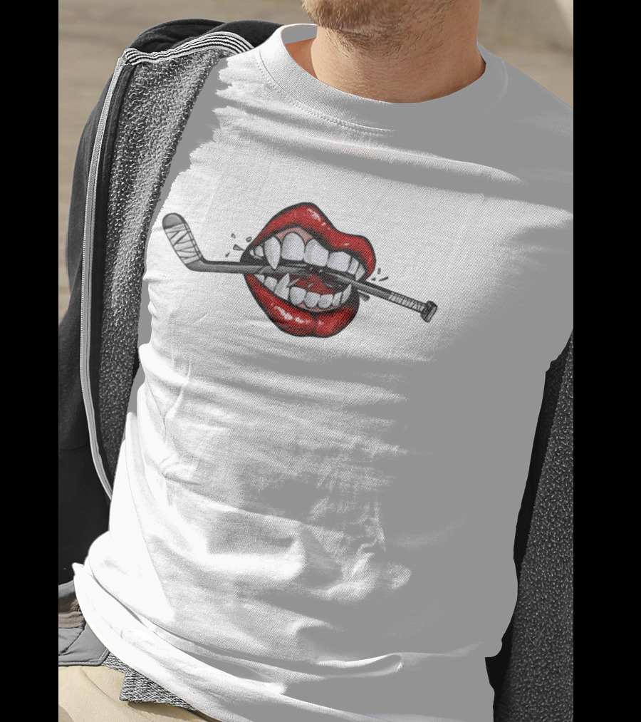 Savage Beauty Hockey Nation Lips And Hockey Stick T-Shirt