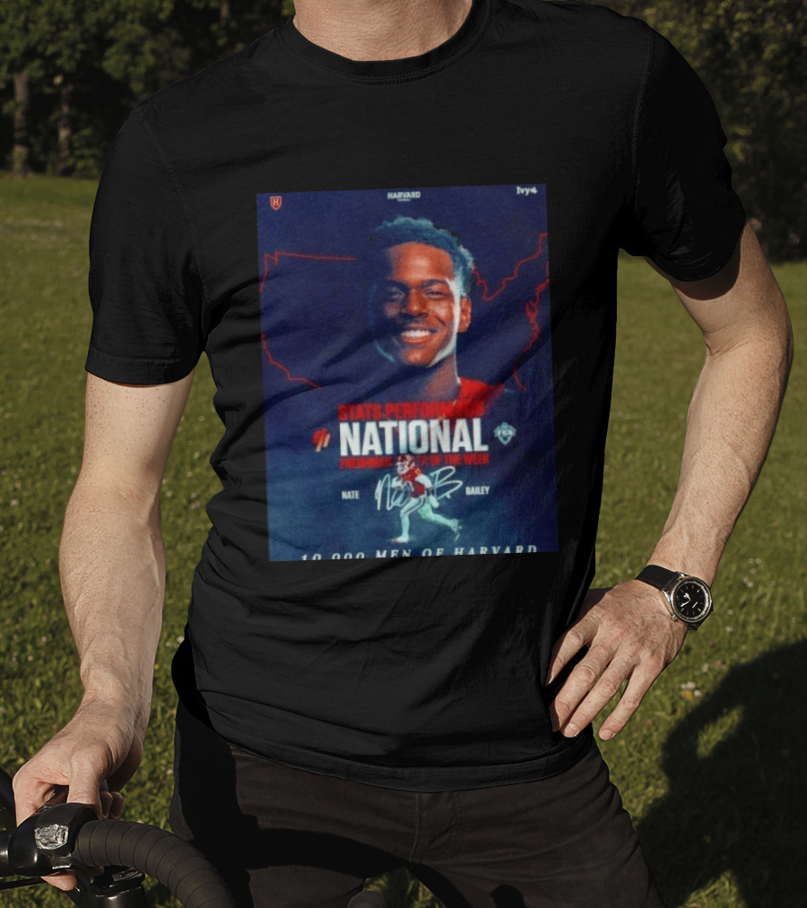 Stats Perform FCS National Freshman Player Of The Week Nate Bailey Harvard Football Ivy League T-Shirt