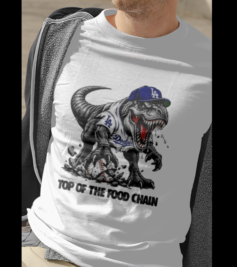Tyrannosaurus Los Angeles Dodgers MLB Top Of The Food Chain Baseball Rex T-Shirt