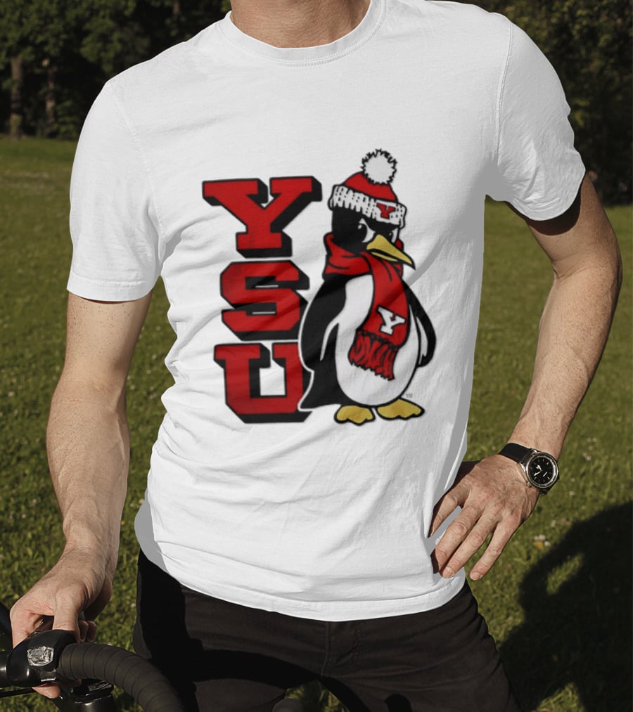 Youngstown State University YSU Penguin Winter Hat Scarf T-Shirt