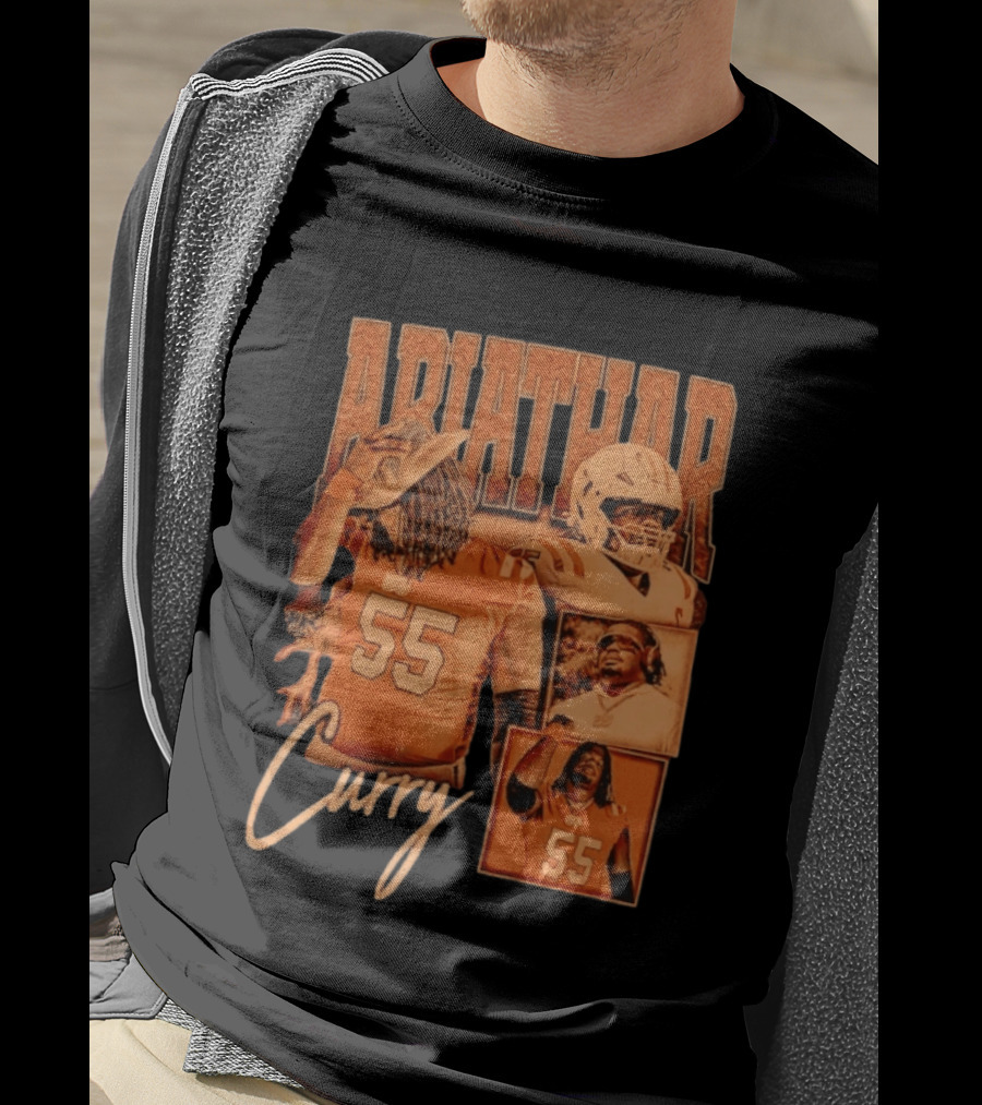 Ariathar Curry 55 Football Player Portrait Montage T-Shirt