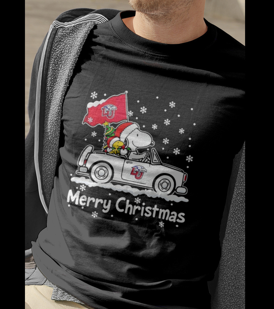 Liberty Flames Snoopy Woodstock Driving Car Merry Christmas Holiday T-Shirt