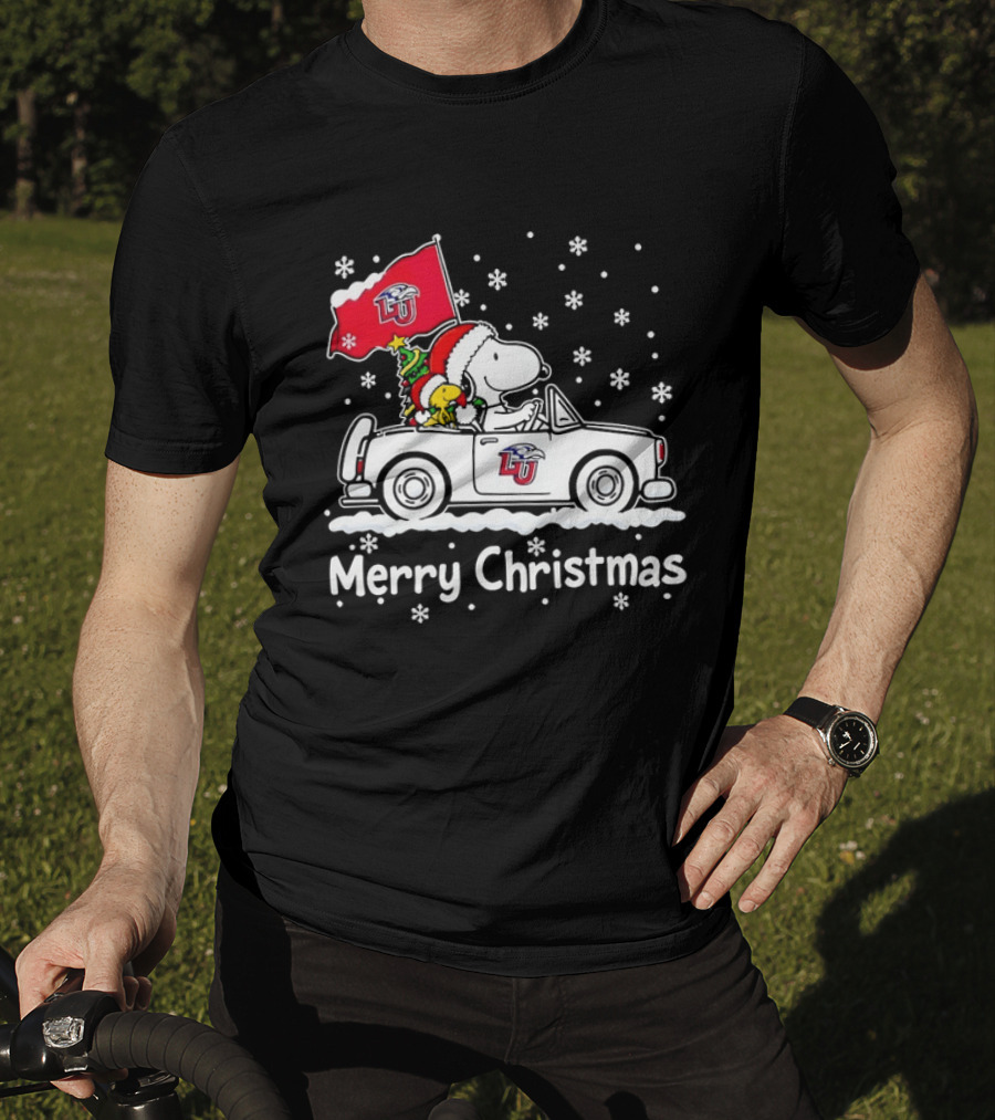 Liberty Flames Snoopy Woodstock Driving Car Merry Christmas Holiday T-Shirt