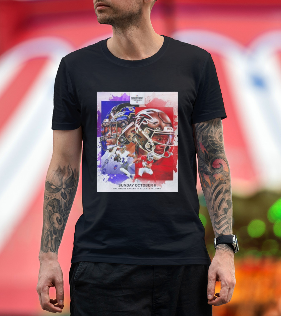 Sunday Night Football October 11 Baltimore Ravens Vs Atlanta Falcons NFL Matchup T-Shirt