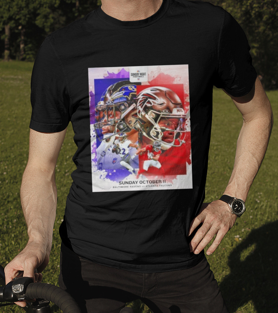 Sunday Night Football October 11 Baltimore Ravens Vs Atlanta Falcons NFL Matchup T-Shirt